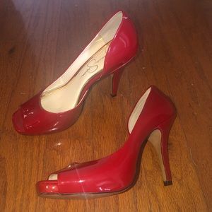 Jessica Simpson red peep toe heels